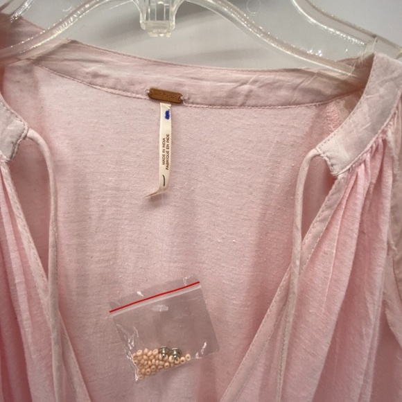 FREE PEOPLE PINK FLORAL BOHO PEASANT MINI DRESS - Picture 10 of 13